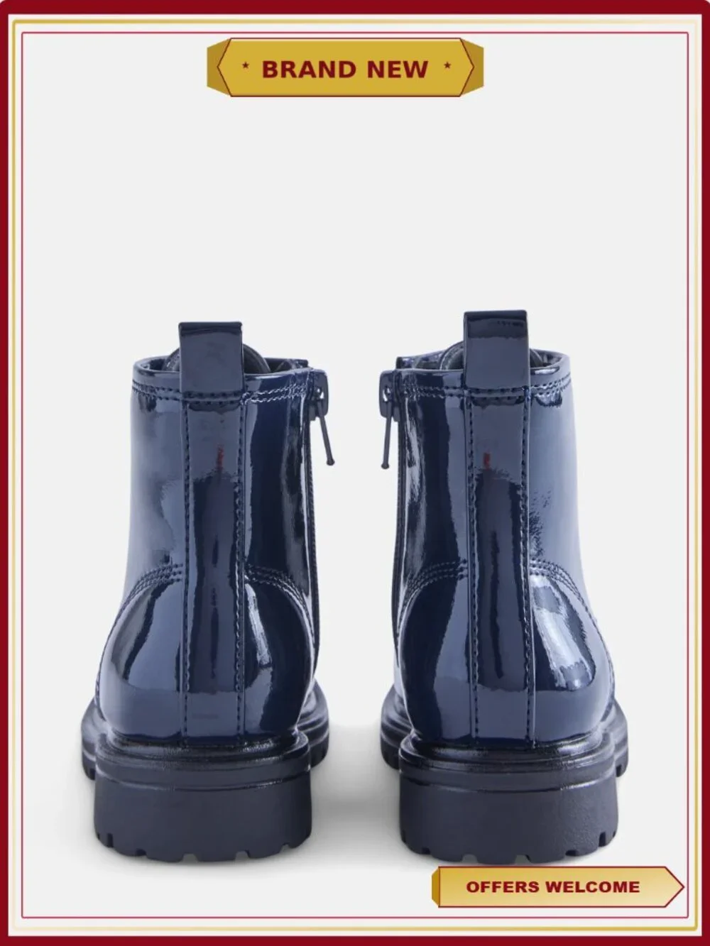 Toddler Girls Lace-Up Combat Boots Side Zip Durable Sole